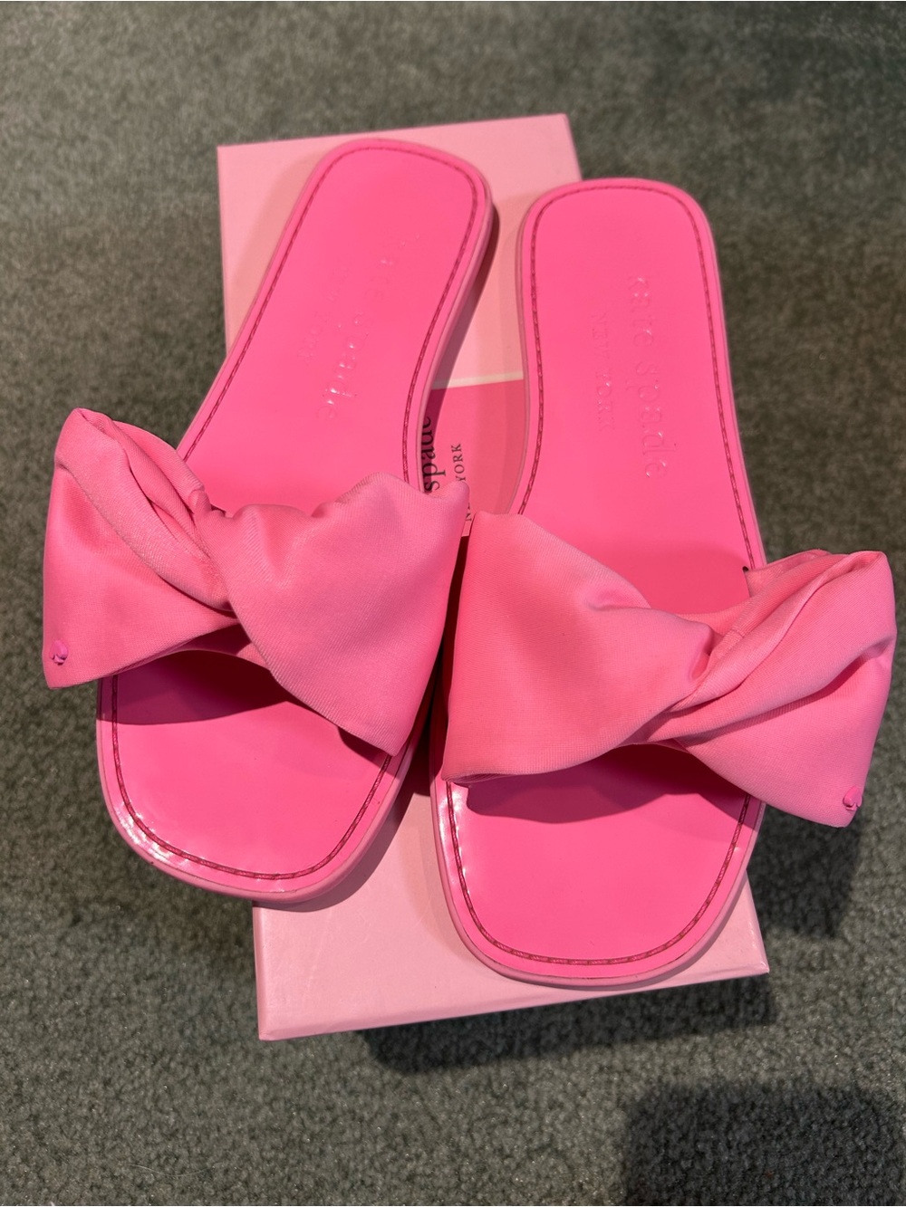Kate Spade New York Pink Textile Bow Slide Sandals Slip On Women's Size 8